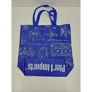 Pier 1 Imports Large Reusable Shopping Bag Blue and White